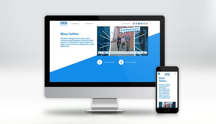 Startseite Website des DKB Geschäftsberichtes auf verschiedenen Endgeräten