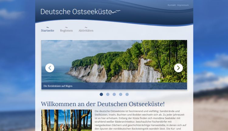 Webseite von der Deutschen Ostseeküste