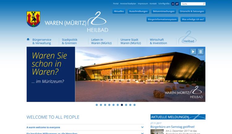 Webseite von Waren Müritz